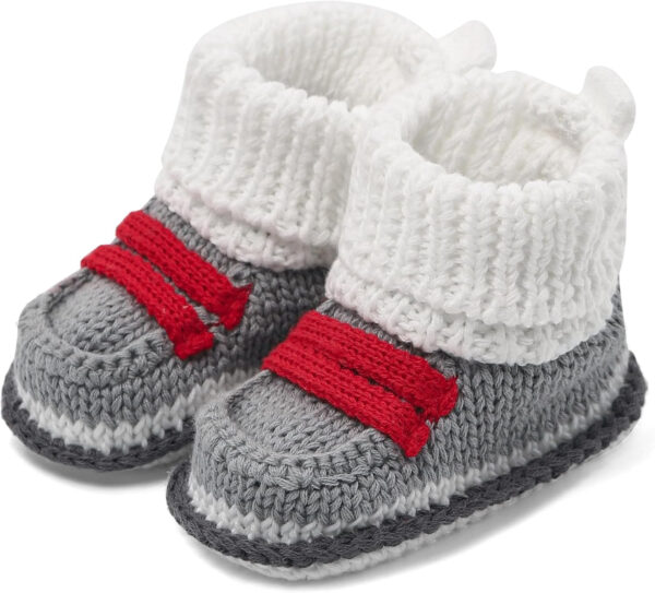 Newborn Knit Booties Soft Baby Sock Boots for Infant Boys Girls First Walkers 2 Pairs, 0-3 Months