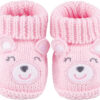 Newborn Knit Booties Soft Baby Sock Boots for Infant Boys Girls First Walkers 2 Pairs, 0-3 Months