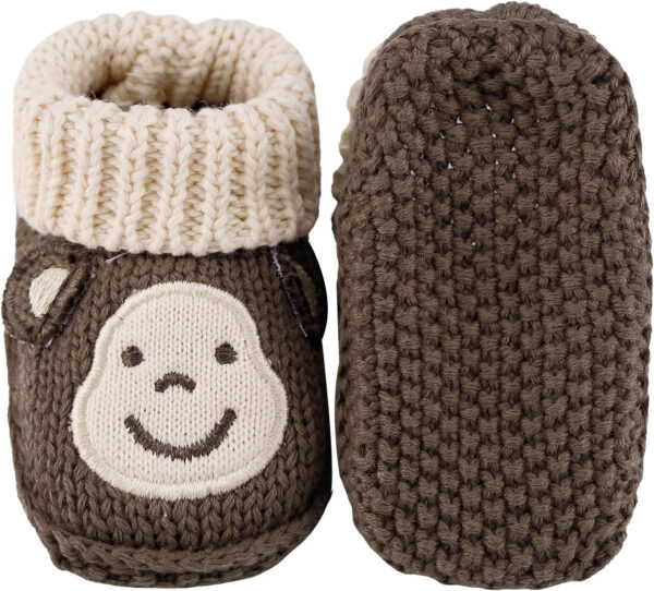 Newborn Knit Booties Soft Baby Sock Boots for Infant Boys Girls First Walkers 2 Pairs, 0-3 Months