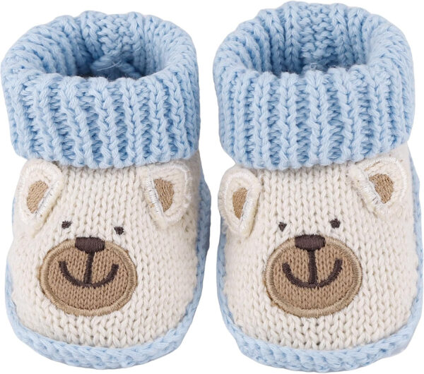 Newborn Knit Booties Soft Baby Sock Boots for Infant Boys Girls First Walkers 2 Pairs, 0-3 Months
