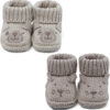 Newborn Knit Booties Soft Baby Sock Boots for Infant Boys Girls First Walkers 2 Pairs, 0-3 Months