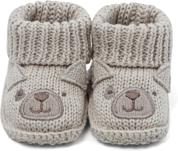 Newborn Knit Booties Soft Baby Sock Boots for Infant Boys Girls First Walkers 2 Pairs, 0-3 Months