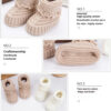 Baby Booties, Newborn Walking Shoes, Infant Hand Crochet Knit Cotton Sock Booties, Soft Cozy Socks Slippers, Indoor House Shoes for Baby, 2 Pairs