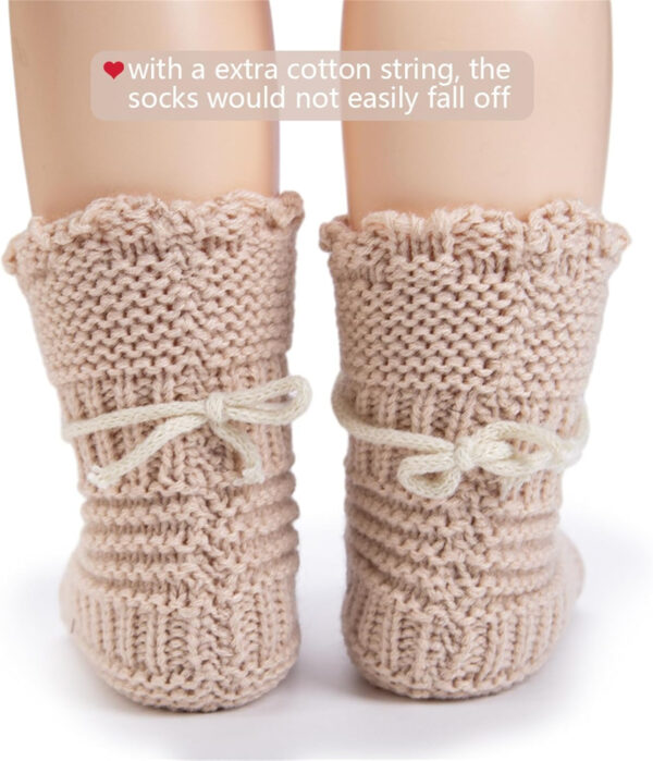 Baby Booties, Newborn Walking Shoes, Infant Hand Crochet Knit Cotton Sock Booties, Soft Cozy Socks Slippers, Indoor House Shoes for Baby, 2 Pairs