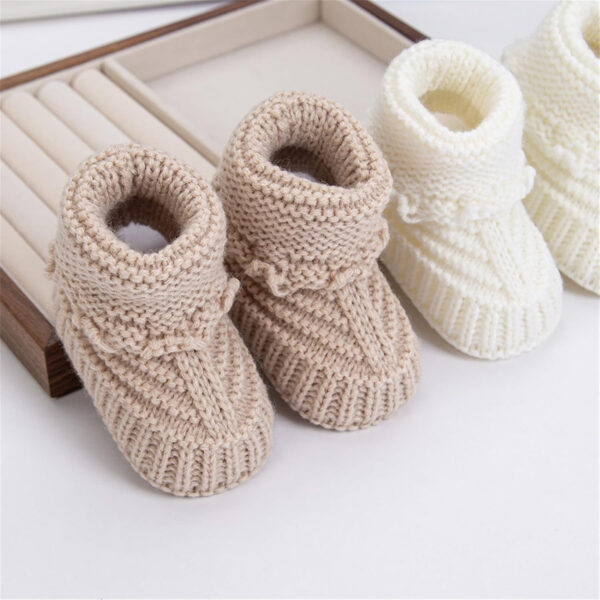 Baby Booties, Newborn Walking Shoes, Infant Hand Crochet Knit Cotton Sock Booties, Soft Cozy Socks Slippers, Indoor House Shoes for Baby, 2 Pairs