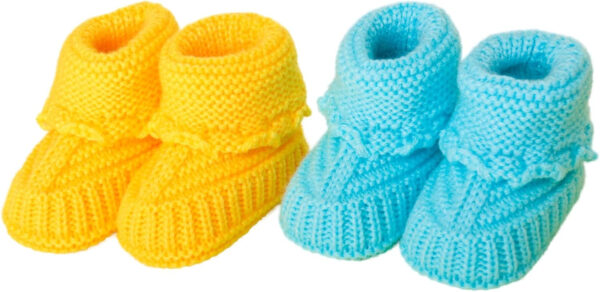Baby Booties, Newborn Walking Shoes, Infant Hand Crochet Knit Cotton Sock Booties, Soft Cozy Socks Slippers, Indoor House Shoes for Baby, 2 Pairs