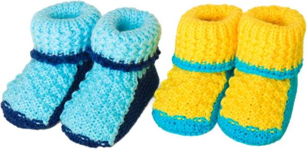 Baby Booties, Newborn Walking Shoes, Infant Hand Crochet Knit Cotton Sock Booties, Soft Cozy Socks Slippers, Indoor House Shoes for Baby, 2 Pairs