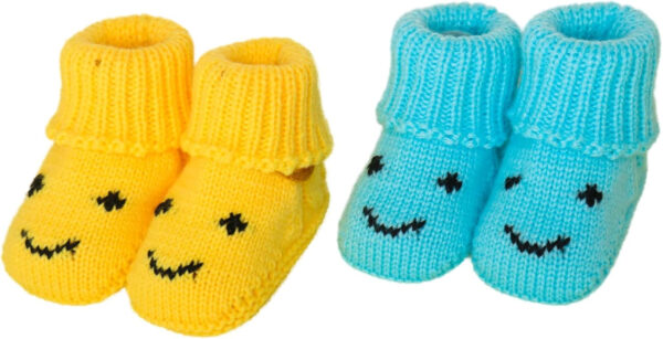 Baby Booties, Newborn Walking Shoes, Infant Hand Crochet Knit Cotton Sock Booties, Soft Cozy Socks Slippers, Indoor House Shoes for Baby, 2 Pairs