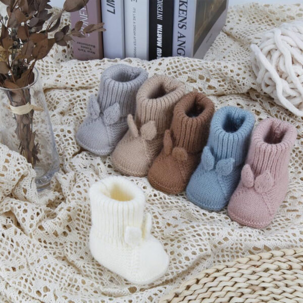 Baby Booties Newborn Babe First Walkers Knit Boots Warm Knit Crib Shoes Crochet Soft Infant Sock for Boy Girl