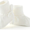Baby Booties Soft Knit Baby Shoes for Newborn Boys Girls Machine Washable First Walker Boots Cream White 0-3 Months