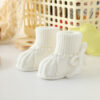 Baby Booties Soft Knit Baby Shoes for Newborn Boys Girls Machine Washable First Walker Boots Cream White 0-3 Months