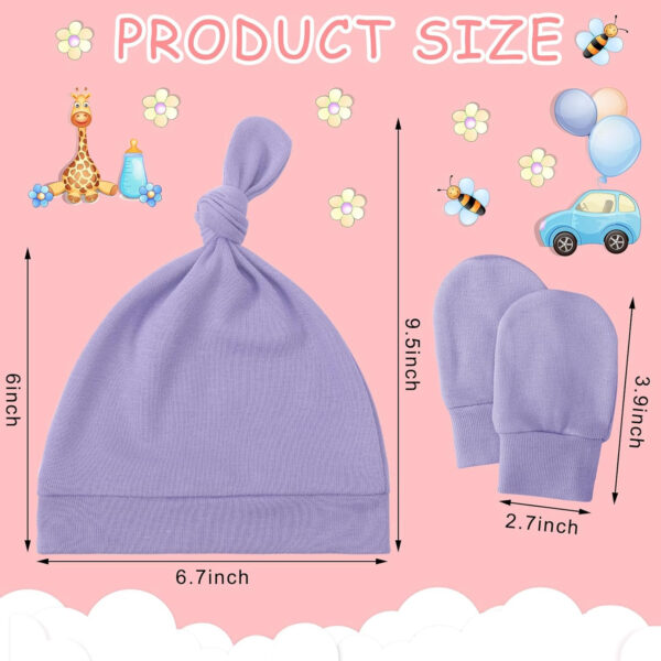 Toulite 10 Set Newborn Baby Socks Hat and Mittens Soft Ankle Sock Newborn Beanie Mitten for Boys Girls Infant