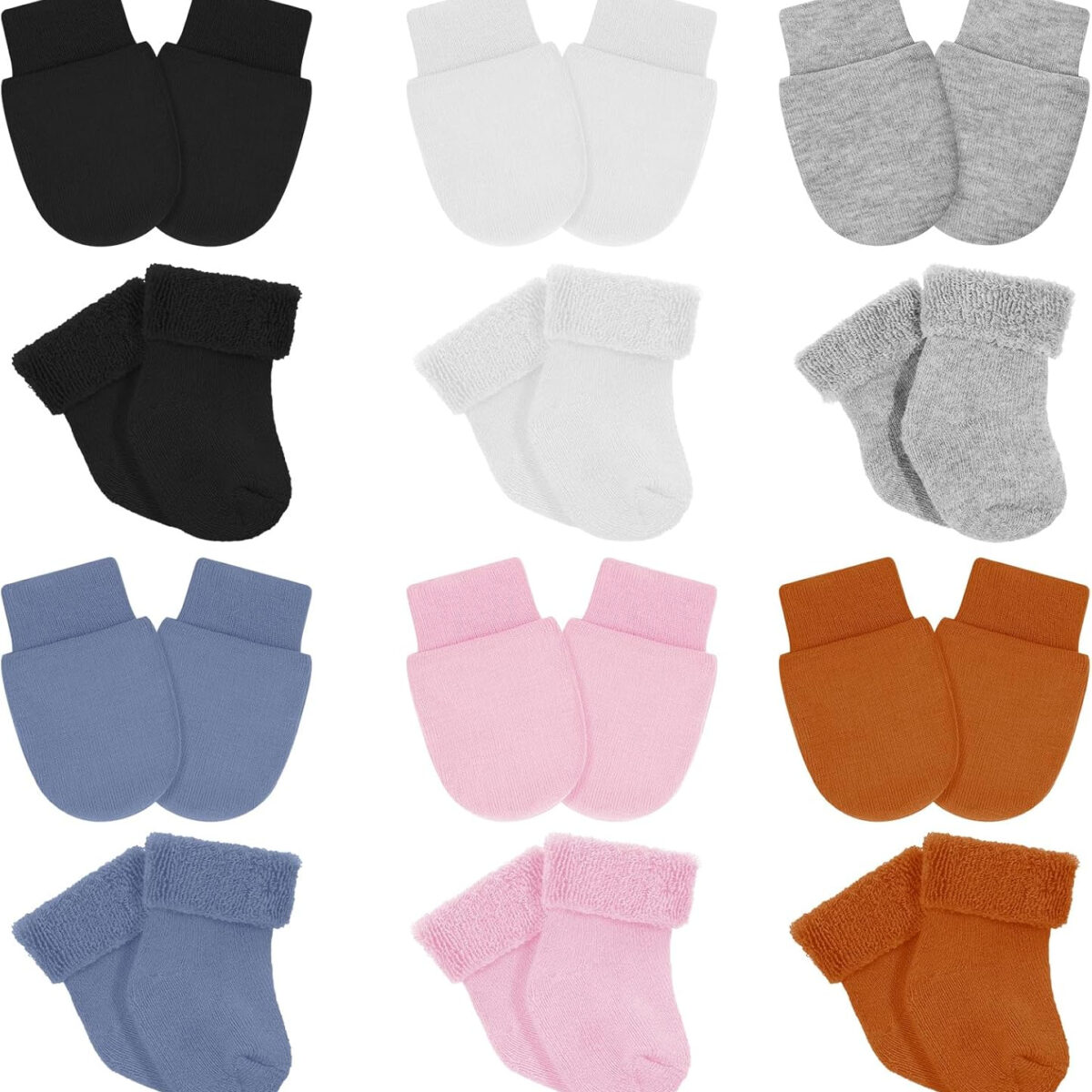 688aea1f2b5427720cc115c8dda700d20076f8cb8e0a21ccf0652.jpg 6 Pack Preemie Mittens and Socks Set Newborn Baby Mittens and Socks Set No Scratch Preemie Gloves Cotton for Boys Girls