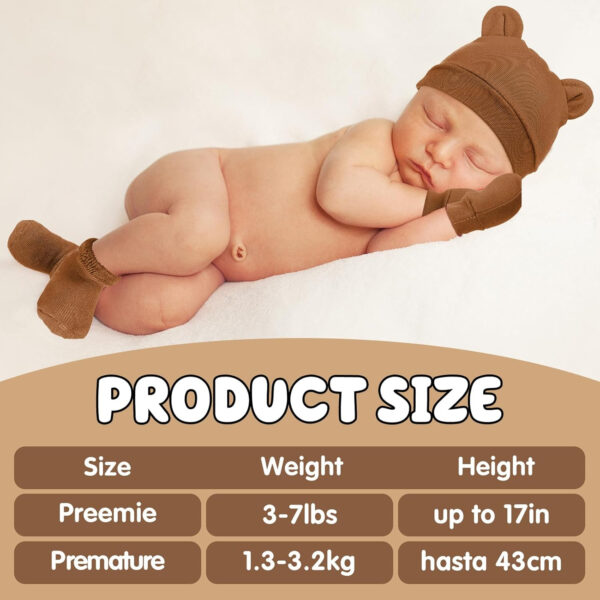 Geyoga 8 Pack Preemie Hats, Mittens and Socks Set - Cotton Preemie Caps, No Scratch Mittens, Warm Terry Socks for Baby Gifts