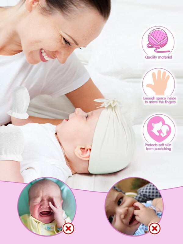 Leumoi 18 Pieces Newborn Baby No Scratch Mittens and Socks Sets Gloves Baby Turban Knot Hats Non-Slip Grip Ankle Socks for Baby Girls,Multicolor,Medium