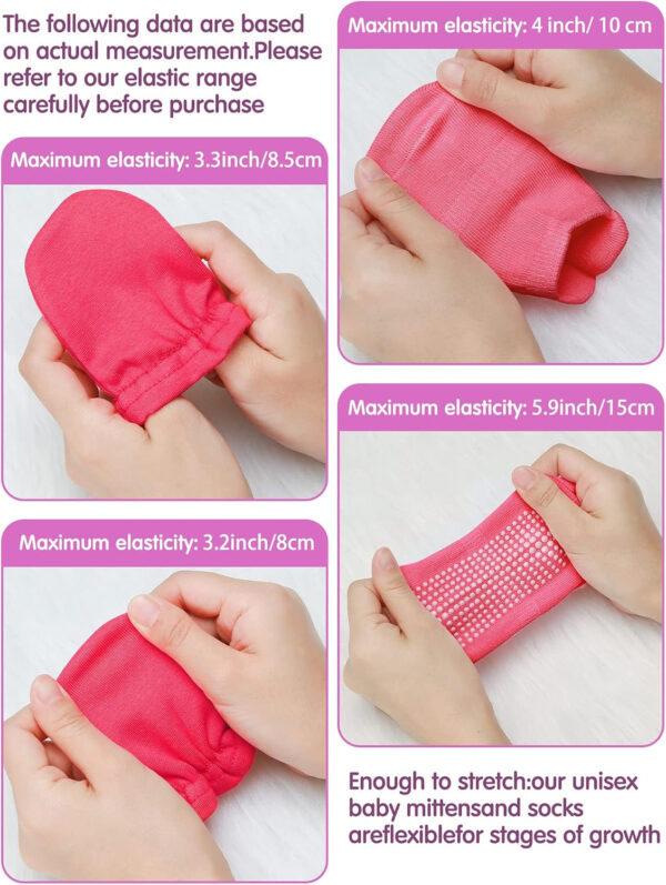 Leumoi 18 Pieces Newborn Baby No Scratch Mittens and Socks Sets Gloves Baby Turban Knot Hats Non-Slip Grip Ankle Socks for Baby Girls,Multicolor,Medium