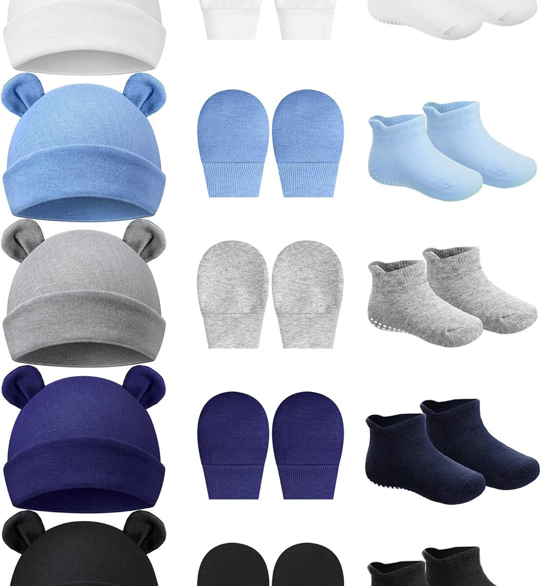 688aeaad64680ce0a413613d01f201b3a4e0d31bd172344ef2863.jpg Geyoga Newborn Baby Hat Bear Ears Mittens and Socks Set for 0-6 Month