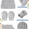 Geyoga Newborn Baby Hat Bear Ears Mittens and Socks Set for 0-6 Month