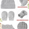 Geyoga Newborn Baby Hat Bear Ears Mittens and Socks Set for 0-6 Month