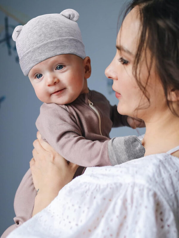 Geyoga Newborn Baby Hat Bear Ears Mittens and Socks Set for 0-6 Month