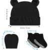 Geyoga Newborn Baby Hat Bear Ears Mittens and Socks Set for 0-6 Month