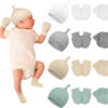 Ramede 4 Pack Preemie Hats Mitten and Socks Set Cotton Preemie Cap No Scratch Mittens Warm Terry Socks for Girls Boys