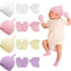 Ramede 4 Pack Preemie Hats Mitten and Socks Set Cotton Preemie Cap No Scratch Mittens Warm Terry Socks for Girls Boys