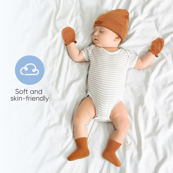 688aeb5fe9c8362eaa4ad1fcb22ff517cd39e34579c07250ccffb.jpg BQUBO Newborn Baby Hat Mittens Socks Set Infant Cotton Beanie Gloves Thick Warm Socks for 0-6 Months Boys Girls