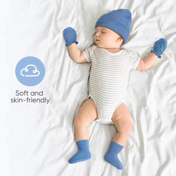 688aeb7031b8f3db9cd136728d5dd978867dcf26119bfd2aba3b1.jpg BQUBO Newborn Baby Hat Mittens Socks Set Infant Cotton Beanie Gloves Thick Warm Socks for 0-6 Months Boys Girls