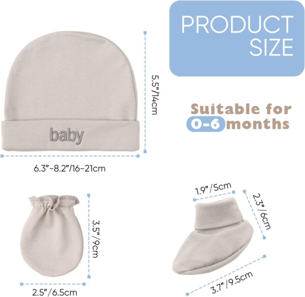 688aeb828c7bbfe6e48069630df8ee9762c9c1af49f0d97e4d6b5.jpg BQUBO Newborn Baby Hat Mittens Socks Set Infant Cotton Beanie Gloves Thick Warm Socks for 0-6 Months Boys Girls