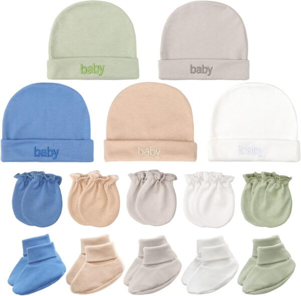 688aeb8f60aa755d796e124889809562d6fc326b32988457dc6d6.jpg BQUBO Newborn Baby Hat Mittens Socks Set Infant Cotton Beanie Gloves Thick Warm Socks for 0-6 Months Boys Girls