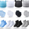 4 Sets Newborn Baby Hat and Mittens Toddler Beanie Cap Non Slip Socks for 0-6 Months