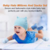 4 Sets Newborn Baby Hat and Mittens Toddler Beanie Cap Non Slip Socks for 0-6 Months