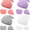 4pcs Preemie Baby Hats and Mittens Set, Socks Mittens for Newborn Baby Girls Boys, Newborn Mitten No Scratch Cotton Gloves Caps for 0-6 Months Beanies Infant Hats Hospital Warm Premature Clothes