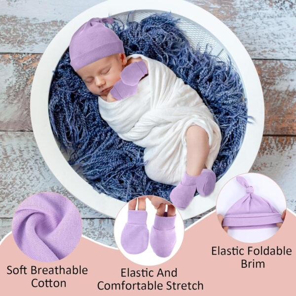 4pcs Preemie Baby Hats and Mittens Set, Socks Mittens for Newborn Baby Girls Boys, Newborn Mitten No Scratch Cotton Gloves Caps for 0-6 Months Beanies Infant Hats Hospital Warm Premature Clothes
