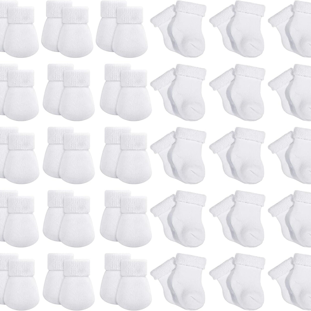688aec07ac201978f3f72256675e73e0b60f615a27019f930022a.jpg Jeyiour 30 Pairs Preemie Mittens and Socks - No Scratch Baby Mittens and Socks Set for Boys, Girls and Unisex