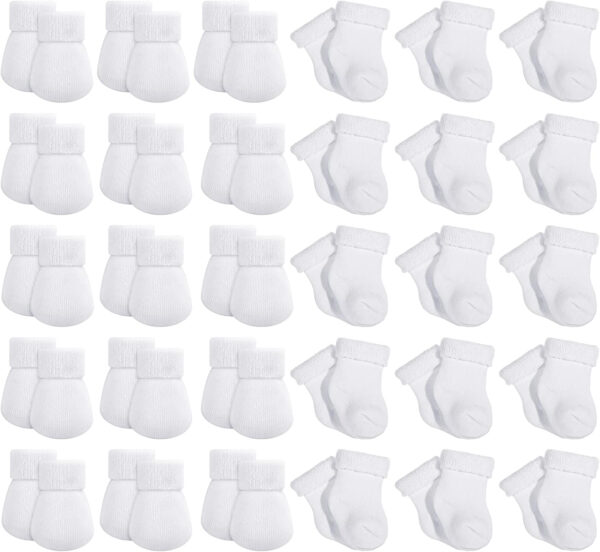 688aec07ac201978f3f72256675e73e0b60f615a27019f930022a.jpg Jeyiour 30 Pairs Preemie Mittens and Socks - No Scratch Baby Mittens and Socks Set for Boys, Girls and Unisex