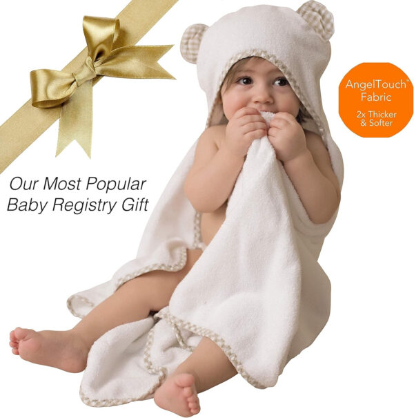 688af10d886225ffe90c44caef14693aa0932778e06e30666af9c.jpg Channing & Yates Premium Organic Baby Towel Set - Soft Viscose Bamboo Hooded Towel & Washcloth - Girl & Boy Bath Essentials (Beige/White)