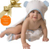 688af1175b66f87f5024dda13943a1ba549555982fb56fe202842.jpg Channing & Yates Premium Organic Baby Towel Set - Soft Viscose Bamboo Hooded Towel & Washcloth - Girl & Boy Bath Essentials (Beige/White)