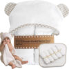 688af1228894ca4bb21637ad316293faab9dbfb291d981dd1ecd4.jpg Channing & Yates Premium Organic Baby Towel Set - Soft Viscose Bamboo Hooded Towel & Washcloth - Girl & Boy Bath Essentials (Beige/White)