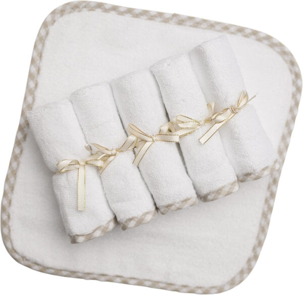 688af1290c5fdfbb3bd3cf1a2a8e114a76a6b21b9ab5d72168d1e.jpg Channing & Yates Premium Organic Baby Towel Set - Soft Viscose Bamboo Hooded Towel & Washcloth - Girl & Boy Bath Essentials (Beige/White)