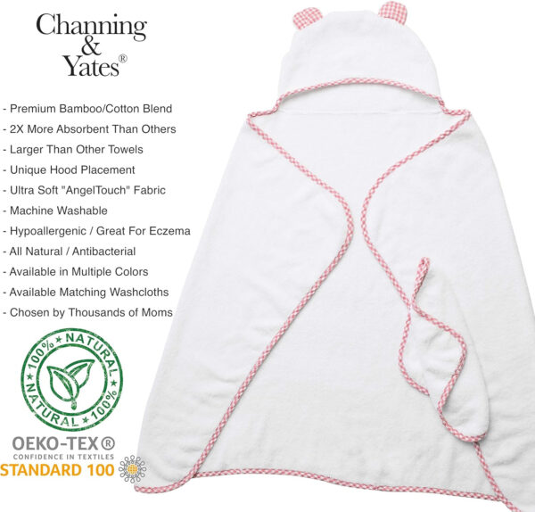 688af12b863a9c5cee4a48e92fc6c708ffcbc396297f77e41fb71.jpg Channing & Yates Premium Organic Baby Towel Set - Soft Viscose Bamboo Hooded Towel & Washcloth - Girl & Boy Bath Essentials (Beige/White)