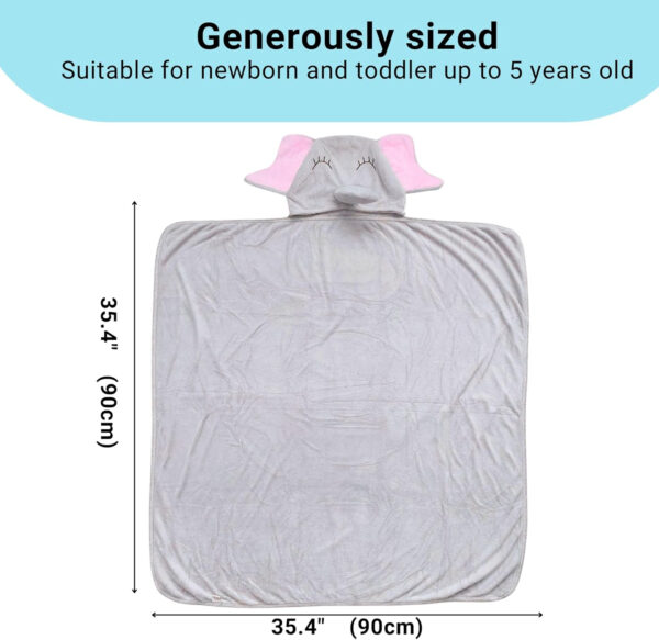 688af17747d92a4a86ba53a8be72852c007aec284e8e727c602bd.jpg Hooded Baby Towel - Ultra Soft & Absorbent Rayon derived from Bamboo - Cute Animal Design - Large 35.4 x 35.4 inches - Perfect for Newborns & Toddlers - Elephant