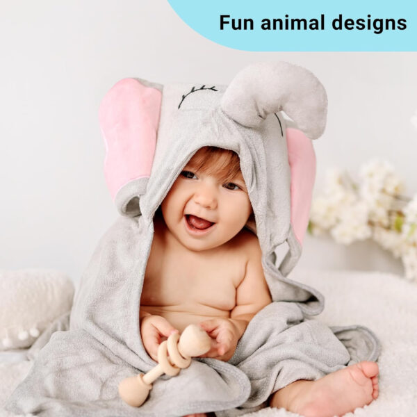 688af17b5c6368cbff5e7fc094332001ce8537f445472f22a89e7.jpg Hooded Baby Towel - Ultra Soft & Absorbent Rayon derived from Bamboo - Cute Animal Design - Large 35.4 x 35.4 inches - Perfect for Newborns & Toddlers - Elephant