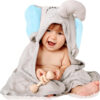 688af180f267f5e6429e774c729a84b93eec10ddfb48f6eb71283.jpg Hooded Baby Towel - Ultra Soft & Absorbent Rayon derived from Bamboo - Cute Animal Design - Large 35.4 x 35.4 inches - Perfect for Newborns & Toddlers - Elephant
