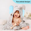 688af1857f78ac3a584bd17ae6d4407124dee3d50d7468b8a544a.jpg Hooded Baby Towel - Ultra Soft & Absorbent Rayon derived from Bamboo - Cute Animal Design - Large 35.4 x 35.4 inches - Perfect for Newborns & Toddlers - Elephant