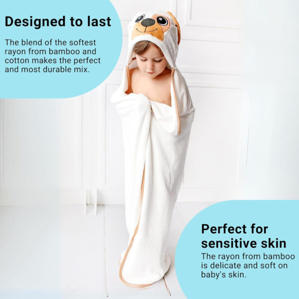 688af18bf25067b12191afd81111065a550f301b1e7e97745db1f.jpg Hooded Baby Towel - Ultra Soft & Absorbent Rayon derived from Bamboo - Cute Animal Design - Large 35.4 x 35.4 inches - Perfect for Newborns & Toddlers - Elephant