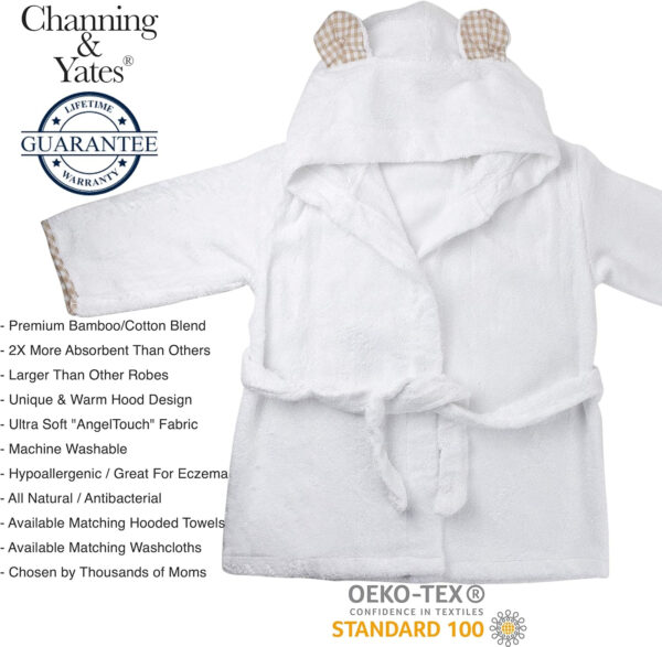 Channing & Yates - Premium Baby Robe - Toddler Robe - Organic Bamboo Hooded Bathrobe Towel - Thick & Soft