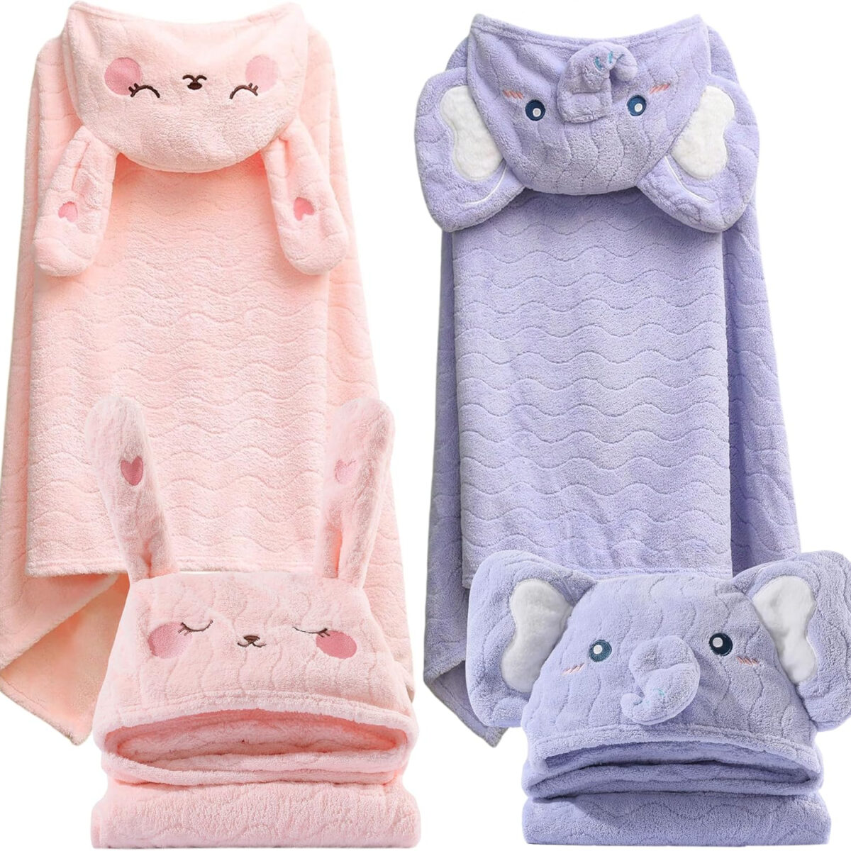 688af2296725158b6998a19ae45fb2838a918e32722544645f4e3.jpg kmilro Toddler Towels with Hood for Boys Girls 0-6 Years 2-Pack Hooded Baby Bath Towels for Kids 27.5"X55" Ultra Absorbent Soft Thick Toddler Bath Towel Baby Beach Towel Bathrobe Toallas para Bebe