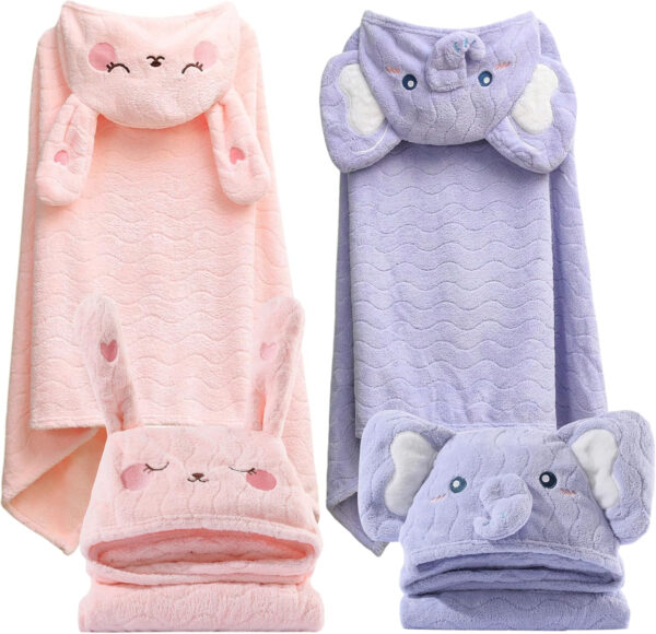 688af2296725158b6998a19ae45fb2838a918e32722544645f4e3.jpg kmilro Toddler Towels with Hood for Boys Girls 0-6 Years 2-Pack Hooded Baby Bath Towels for Kids 27.5"X55" Ultra Absorbent Soft Thick Toddler Bath Towel Baby Beach Towel Bathrobe Toallas para Bebe